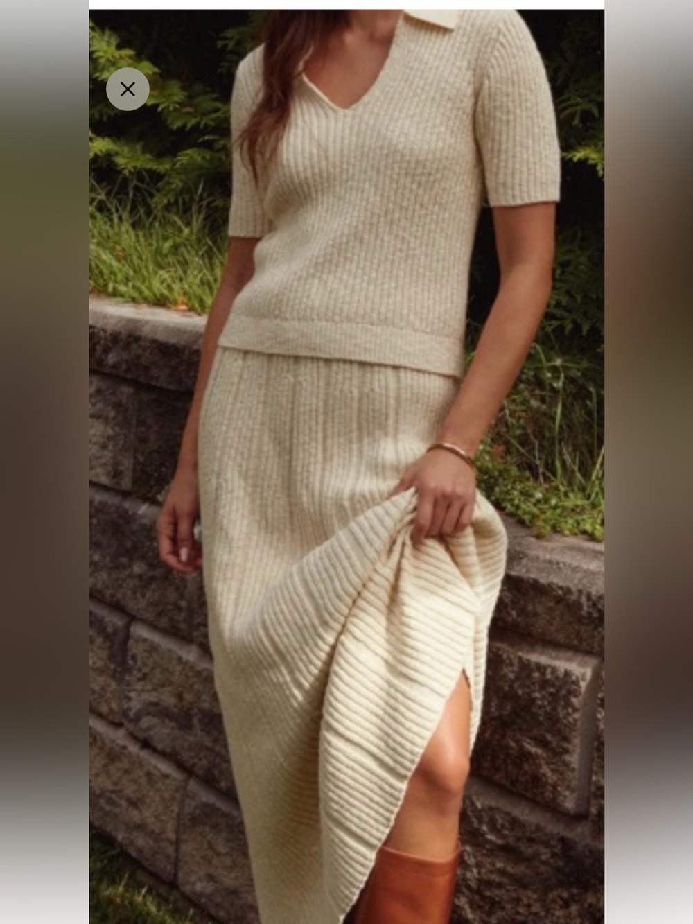 Caara Ribbed Knit Midi Skirt Set